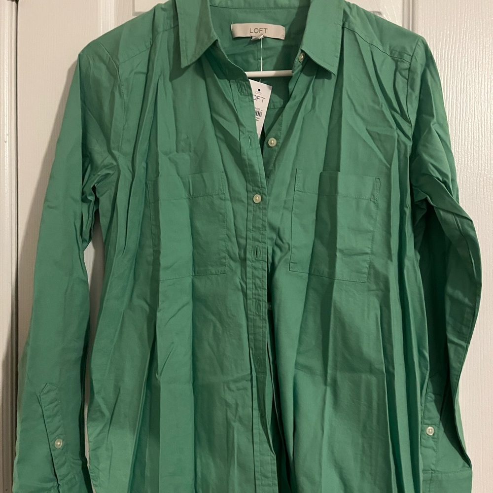 LOFT Green Botton Down Shirt